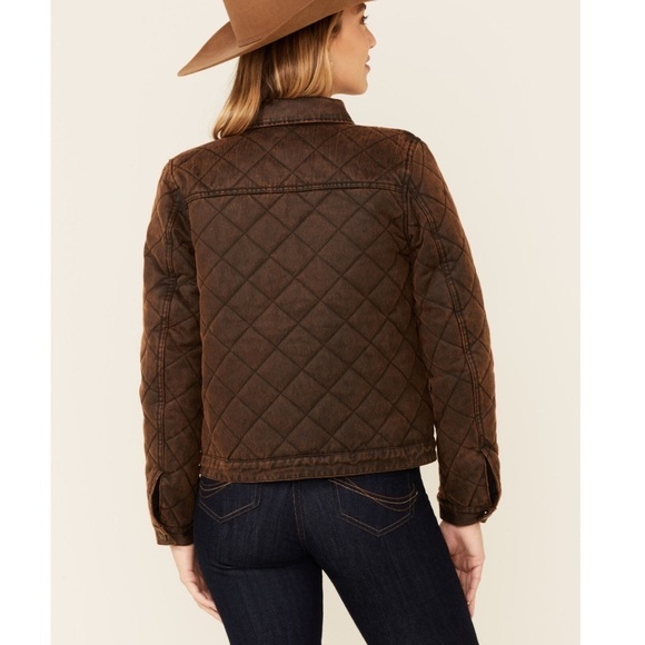 SHYANNE WESTERN BLANKET DARK BROWN QUILTED OILSKIN JACKET SIZE LARGE EUC - Picture 4 of 12